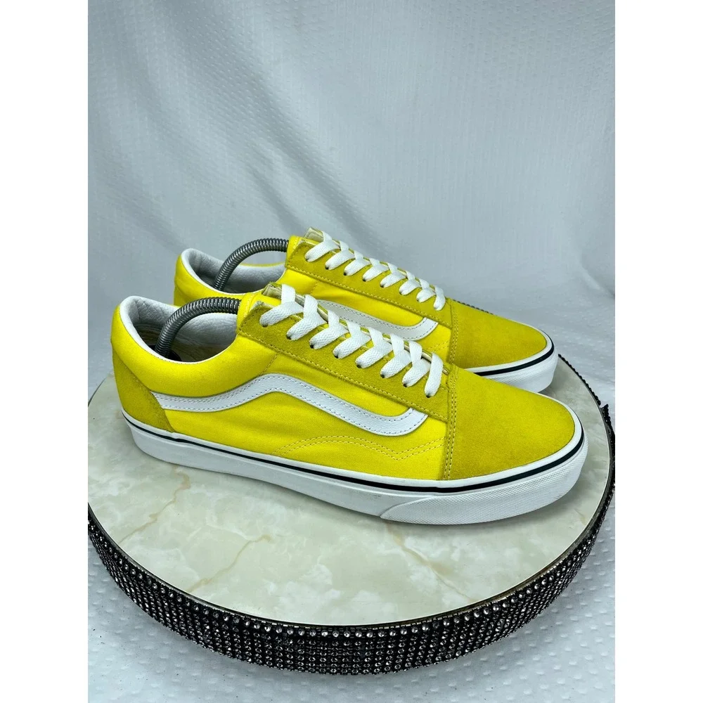 Vans Low Top Suede Canvas Skate Shoes Mens 10 Yellow Streetwear Casual Sneakers